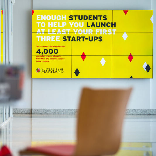 screen in ESJ with message about launching startups